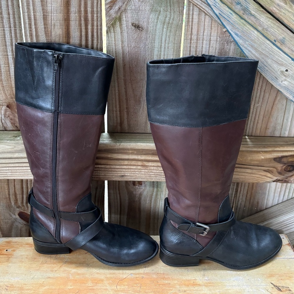 Lauren Ralph Lauren Maryann Two Tone Leather Equestrian Riding Boot 6B